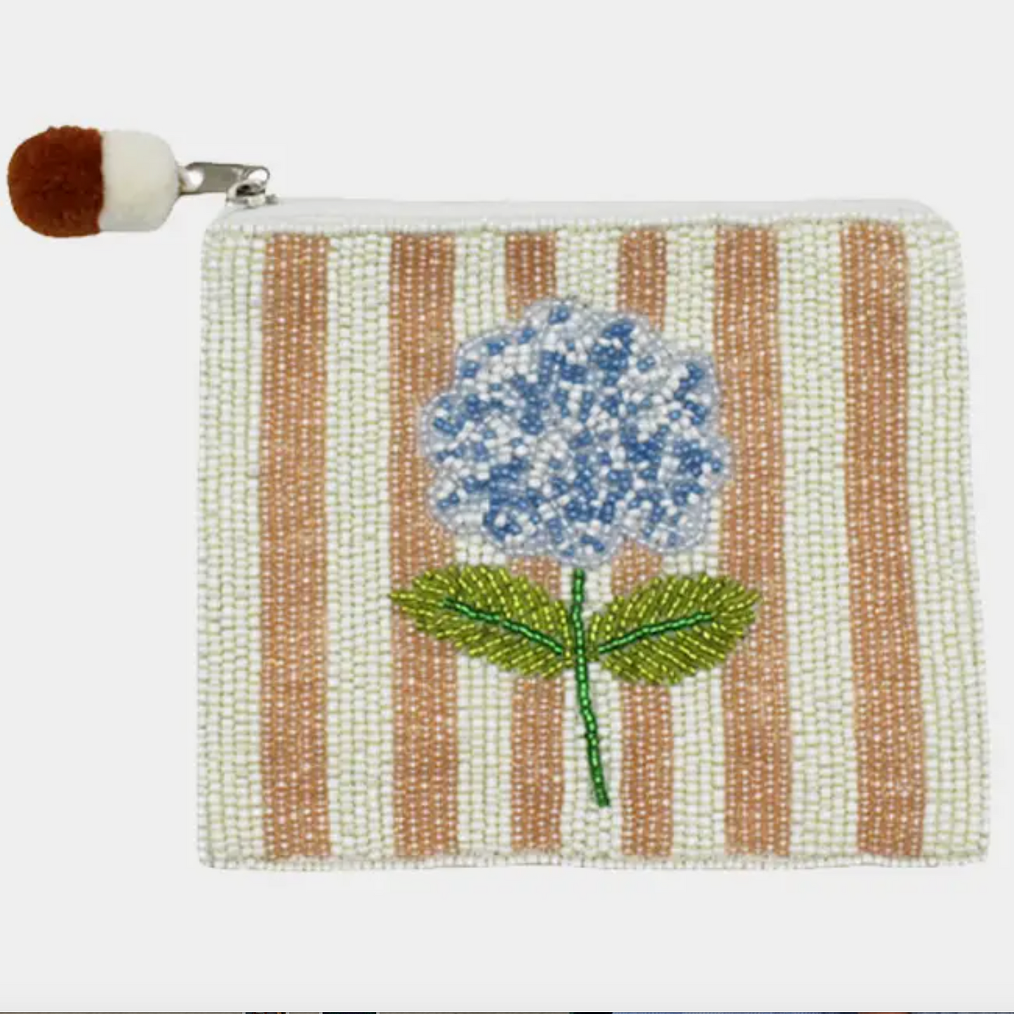 Blue Hydrangea Beaded Coin Pouch