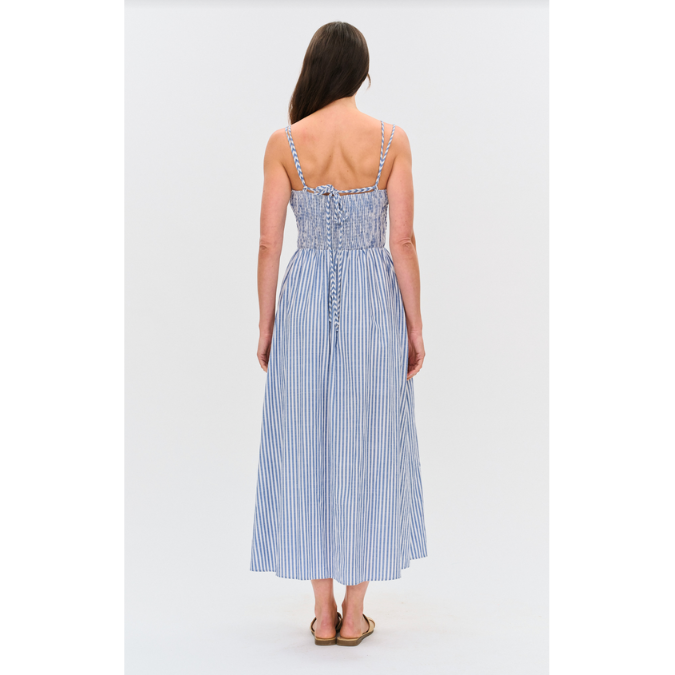 Ebony Striped Poplin Smocked Dress