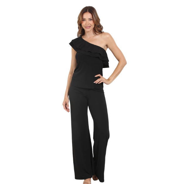 Black ITY Ruffle Top