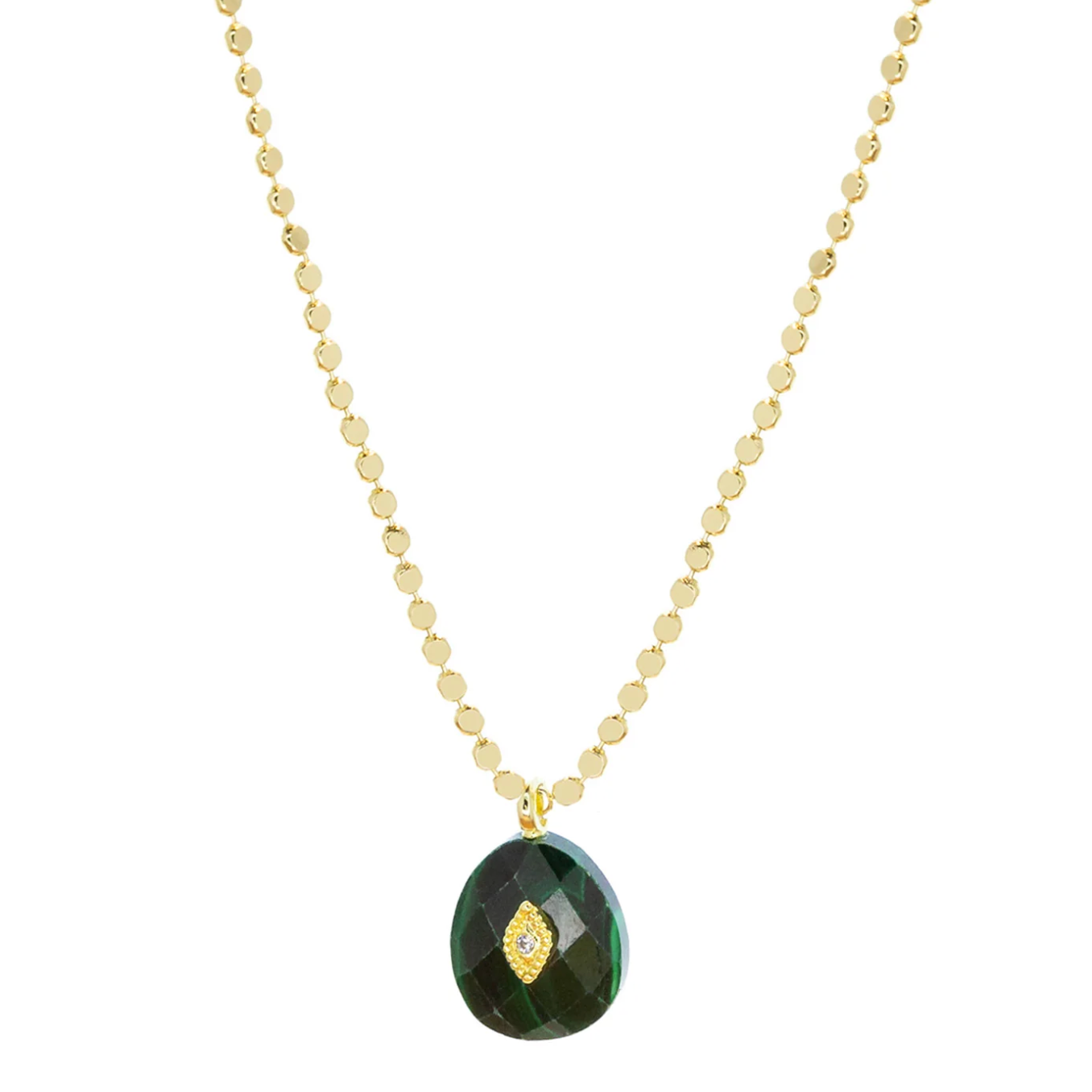4308N Mila Necklace {Gold Malachite}