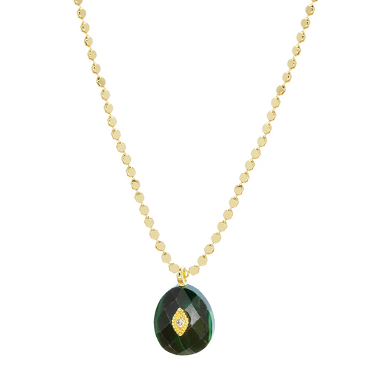 4308N Mila Necklace {Gold Malachite}