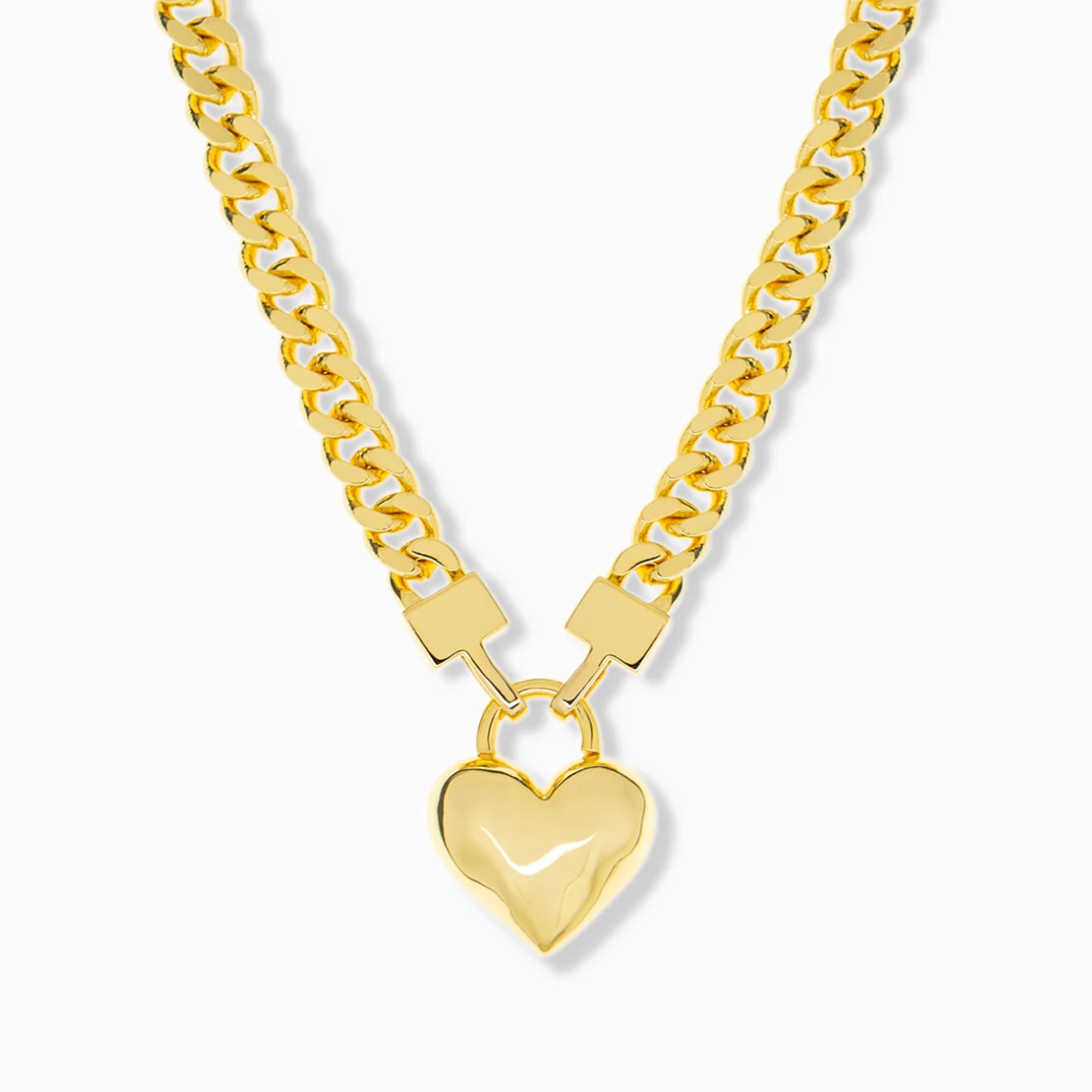 3387N Curb Chain Necklace With Heart Pendant
