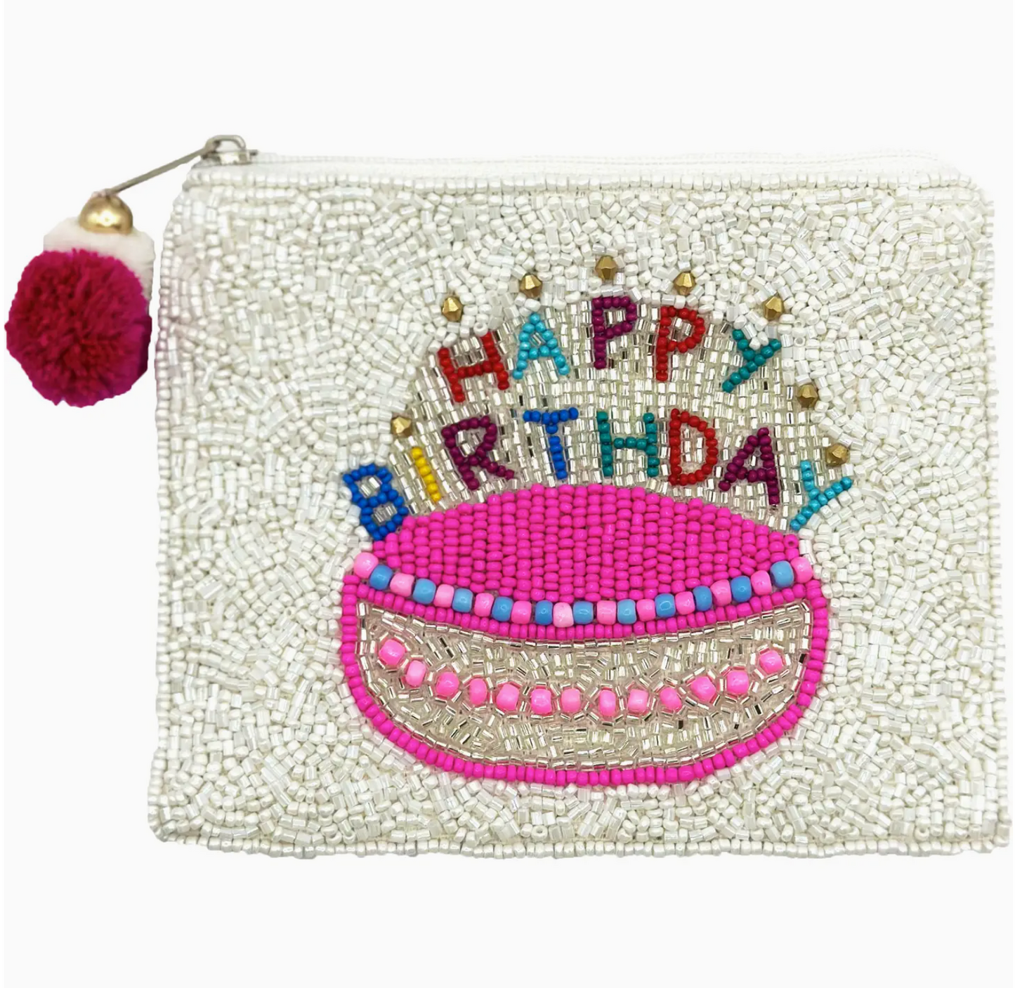 Happy Birthday Beaded Coin Purse