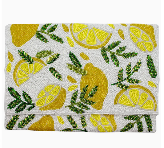 Lemon Double Sided Beaded Clutch