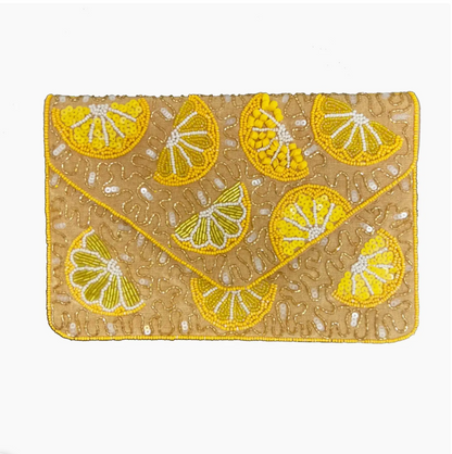 Lemon Beaded Clutch
