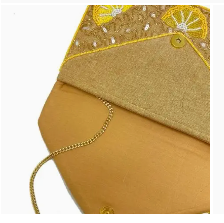 Lemon Beaded Clutch