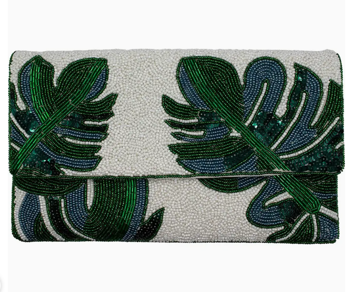 Palm Leaves Beaded Clutch