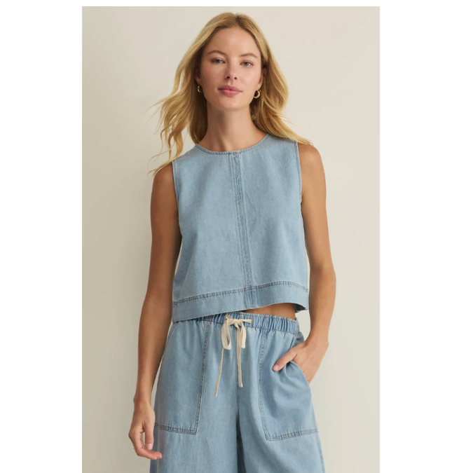 Sun Seeker Denim Cropped Tank