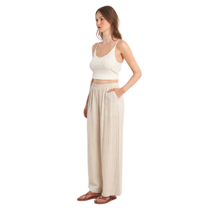 Beige Striped Pants