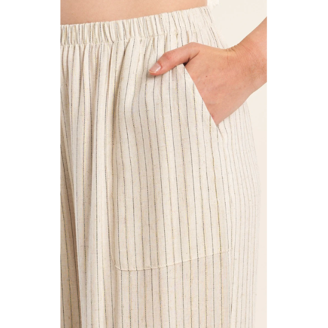 Beige Striped Pants