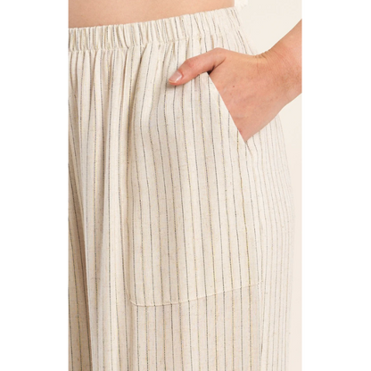 Beige Striped Pants