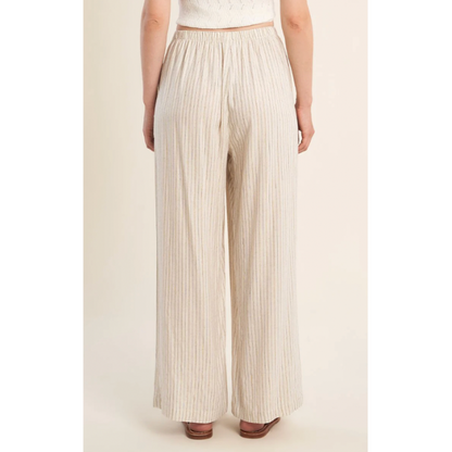 Beige Striped Pants