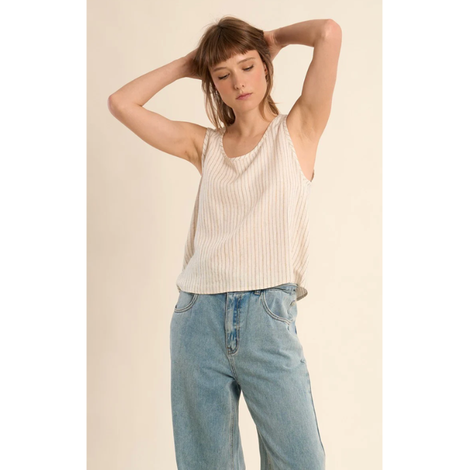 Beige Striped Top