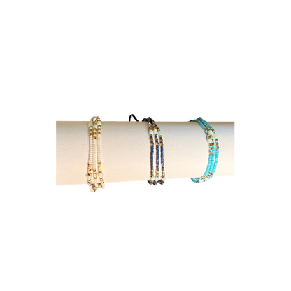 4013B Multi Pull Tie Bracelet {White}