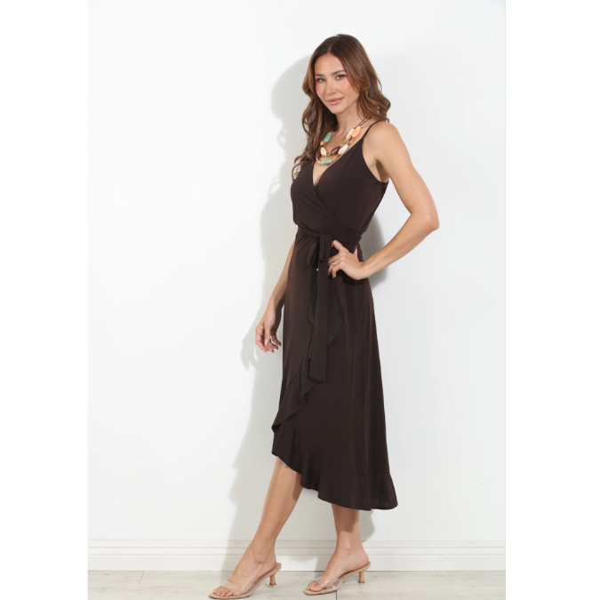 Chocolate Spaghetti Strap Midi