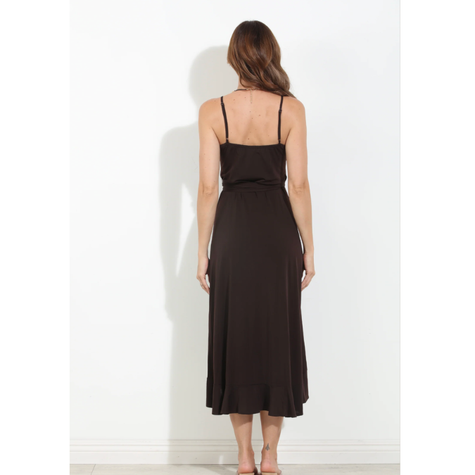 Chocolate Spaghetti Strap Midi