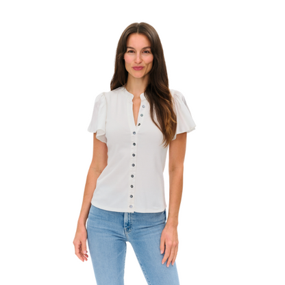 Maren Button Down Flutter Sleeve