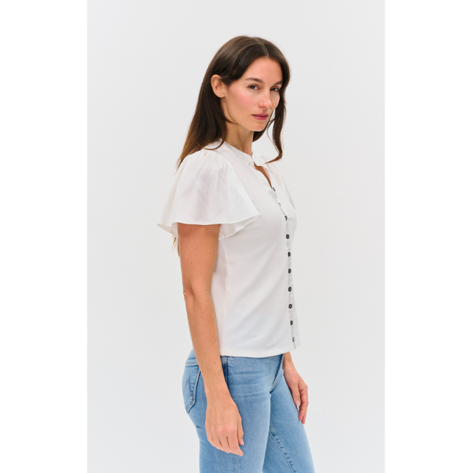 Maren Button Down Flutter Sleeve