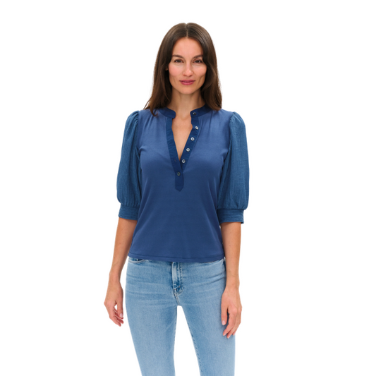 Marina Mixed Media Ribbed Top