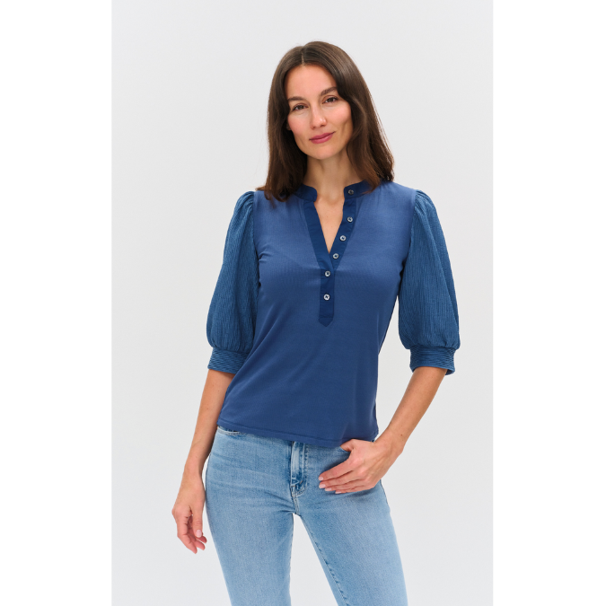 Marina Mixed Media Ribbed Top