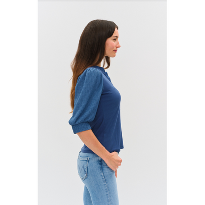 Marina Mixed Media Ribbed Top