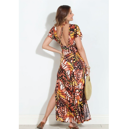 Mariposa Deep V Flutter Sleeve Maxi