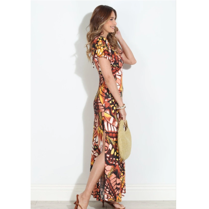 Mariposa Deep V Flutter Sleeve Maxi