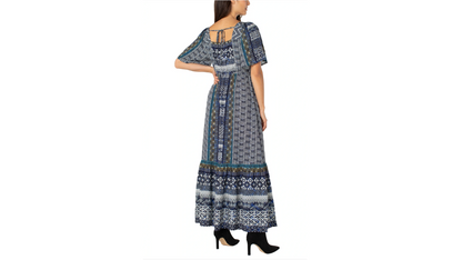 Elbow Sleeve Square Neck Maxi - M