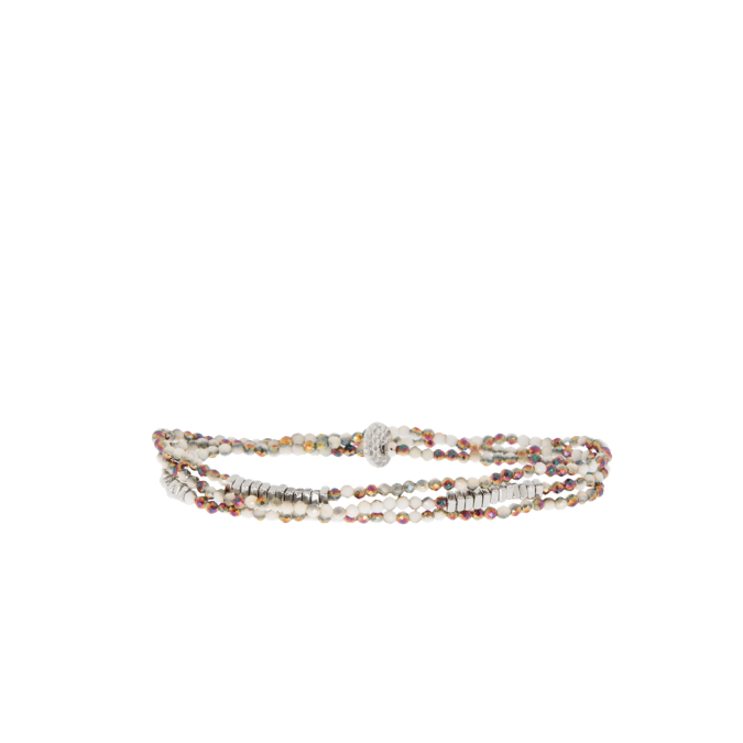 4074 Crystal Bead Wrap Bracelet {White Rose}
