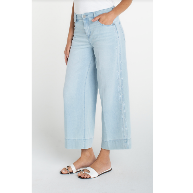Stride Crop Embroidered Wide Leg