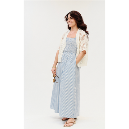 Ebony Striped Poplin Smocked Dress