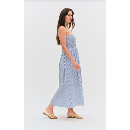 Ebony Striped Poplin Smocked Dress
