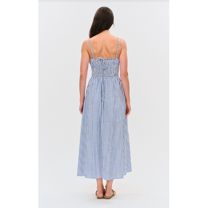 Ebony Striped Poplin Smocked Dress