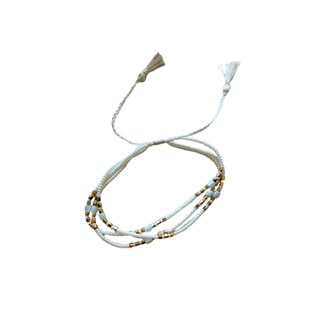 4013B Multi Pull Tie Bracelet {White}